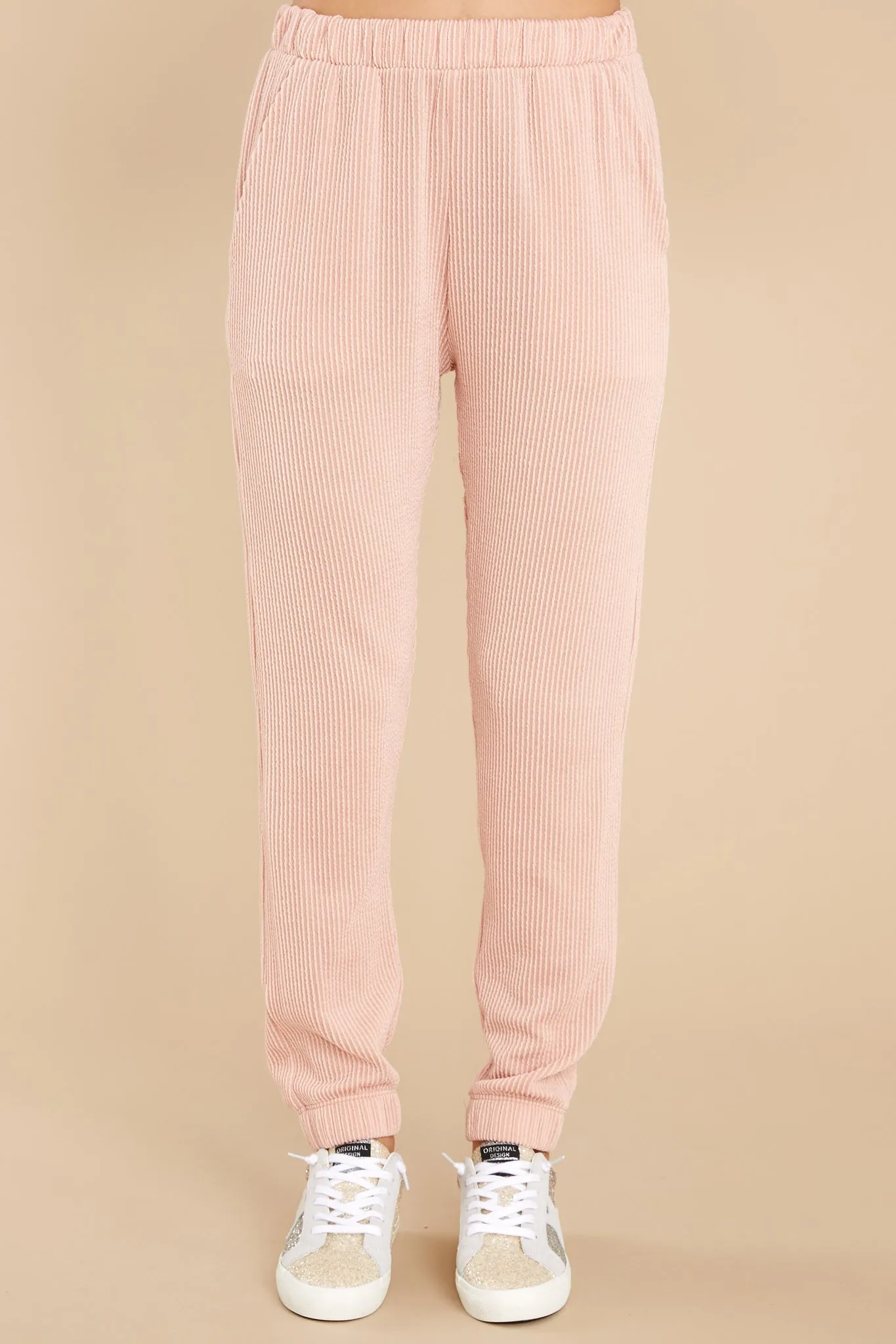 Keep The Motivation Light Peach Joggers