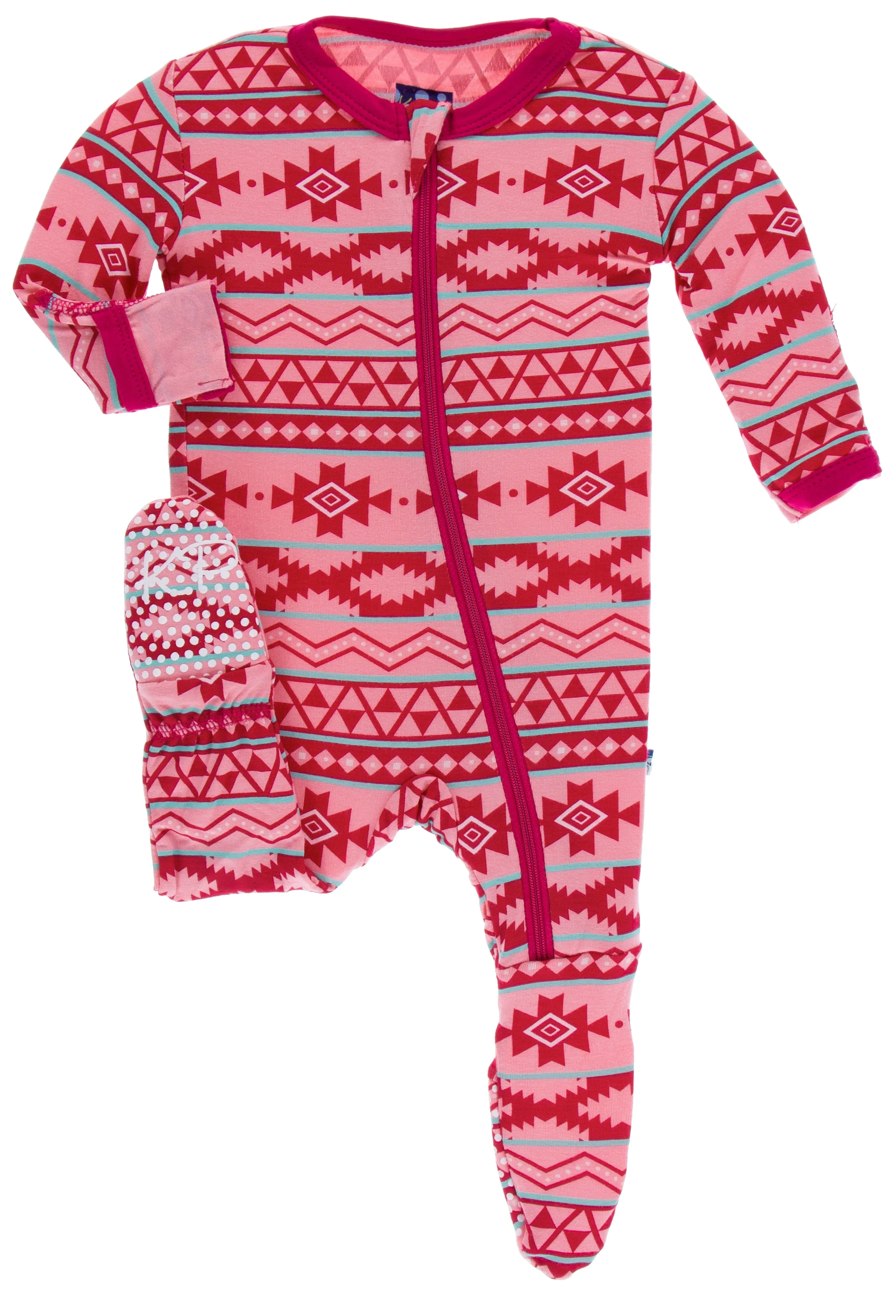 KicKee Pants Strawberry Mayan Pattern Footie with Zipper