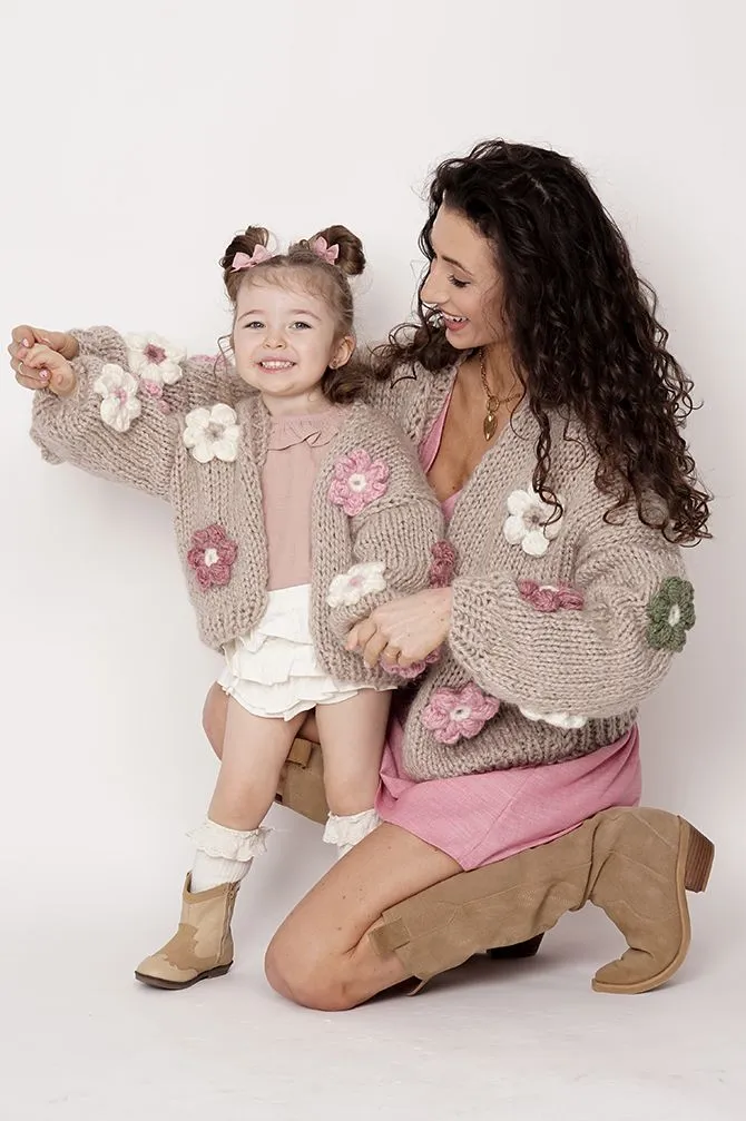 Kids' Petit Handmade Flower Sweater Beige