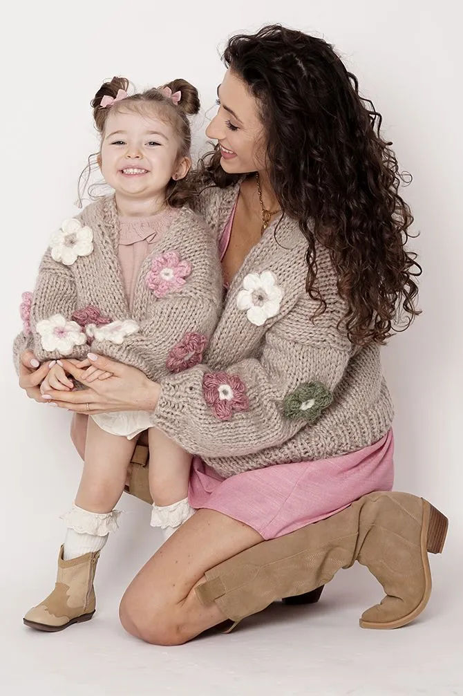 Kids' Petit Handmade Flower Sweater Beige