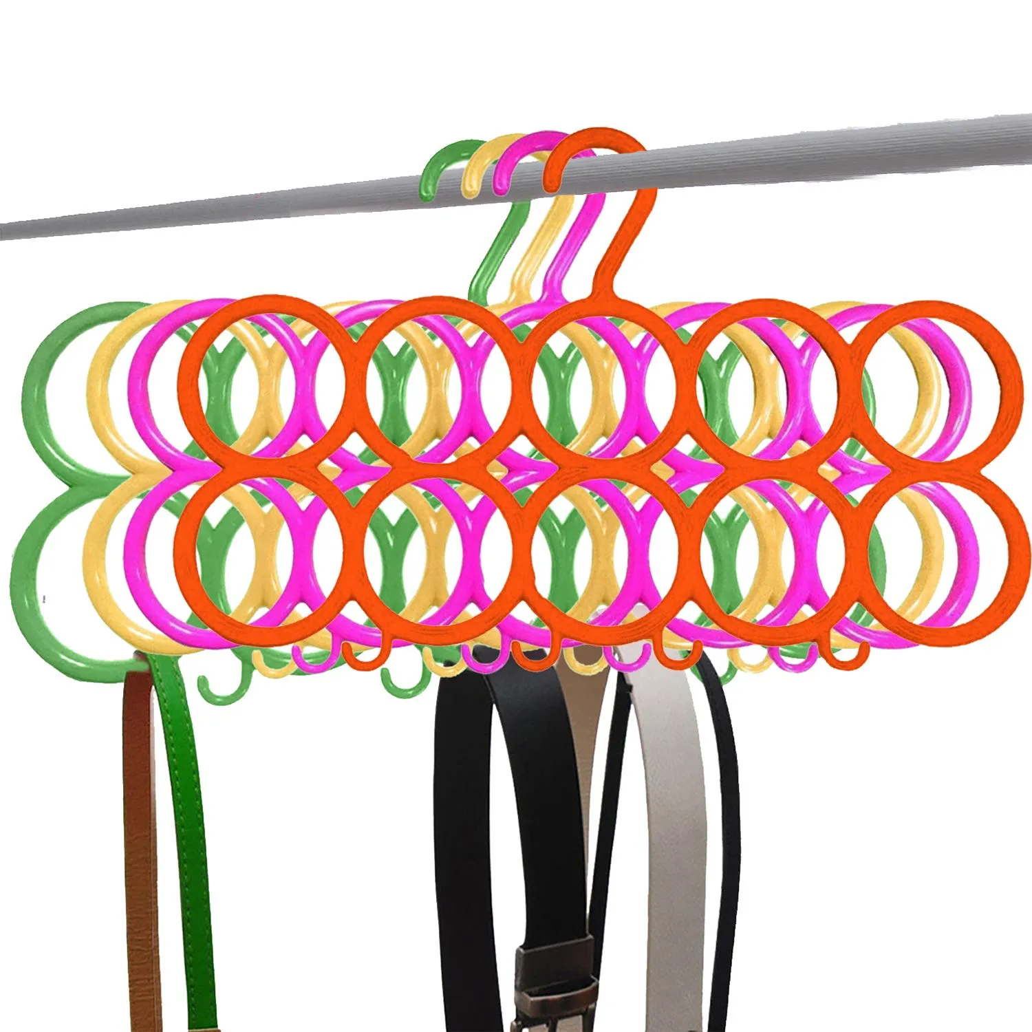 Kuber Industries 10-Circle Plastic 4 Pieces Ring Hanger for Scarf, Shawl, Tie, Belt, Closet Accessory Wardrobe Organizer (Multicolour) - CTKTC030761