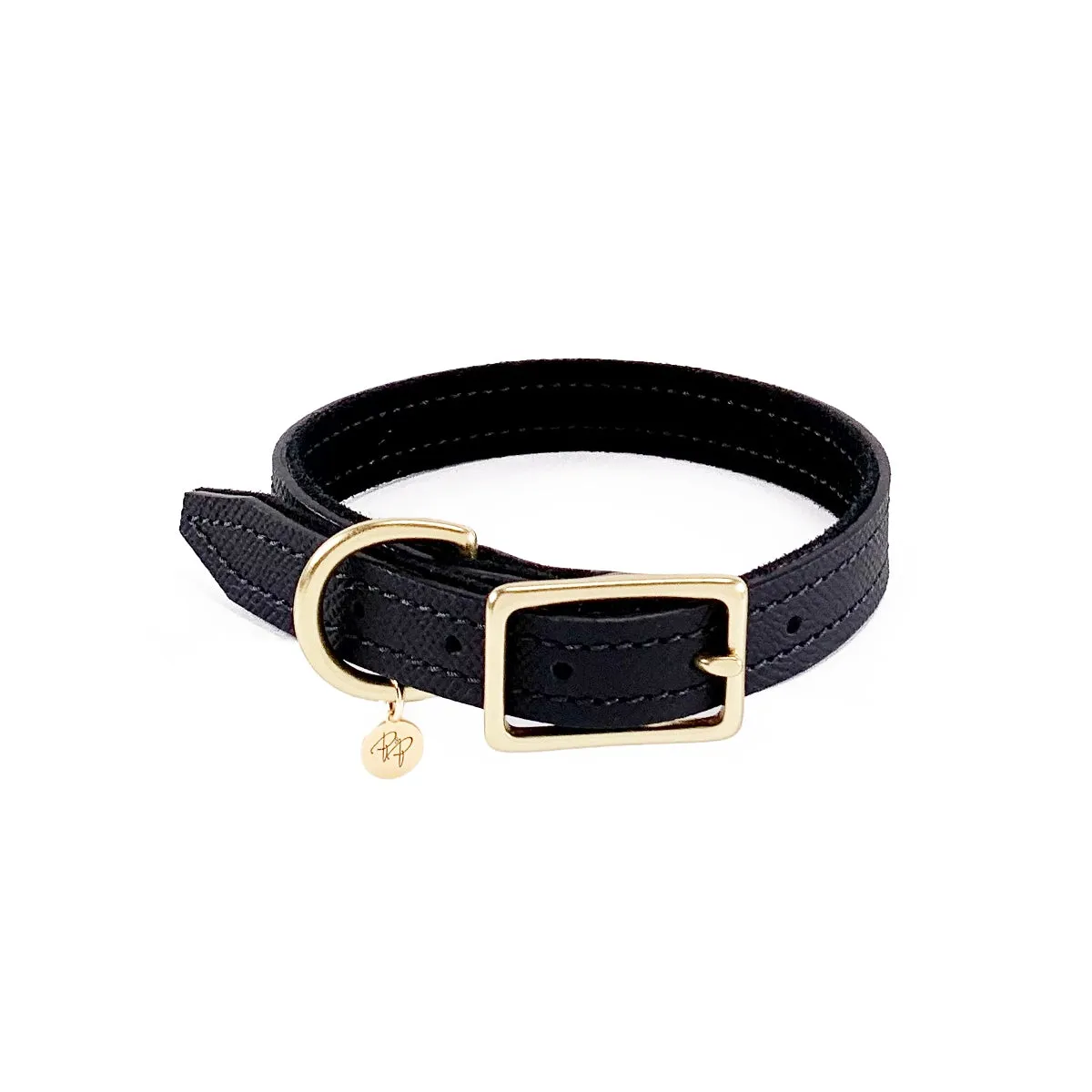 Lambert Classic Leather Dog Collar Onyx