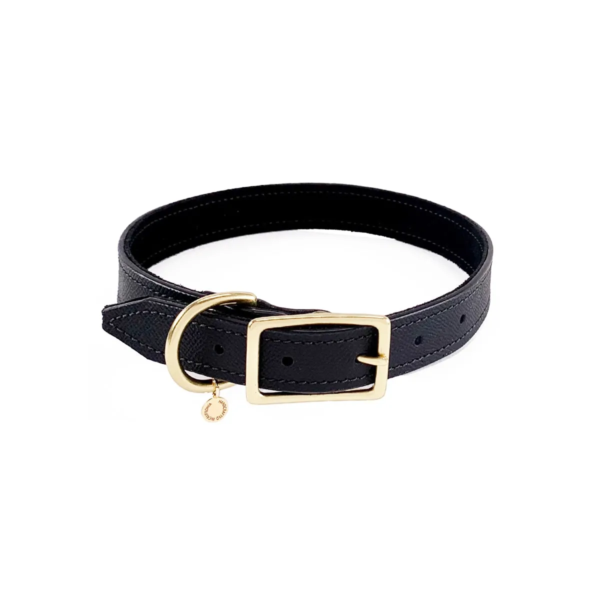 Lambert Classic Leather Dog Collar Onyx