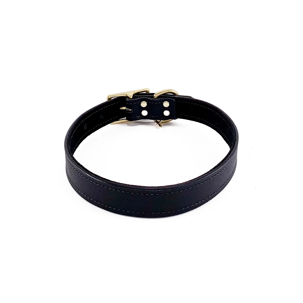 Lambert Classic Leather Dog Collar Onyx