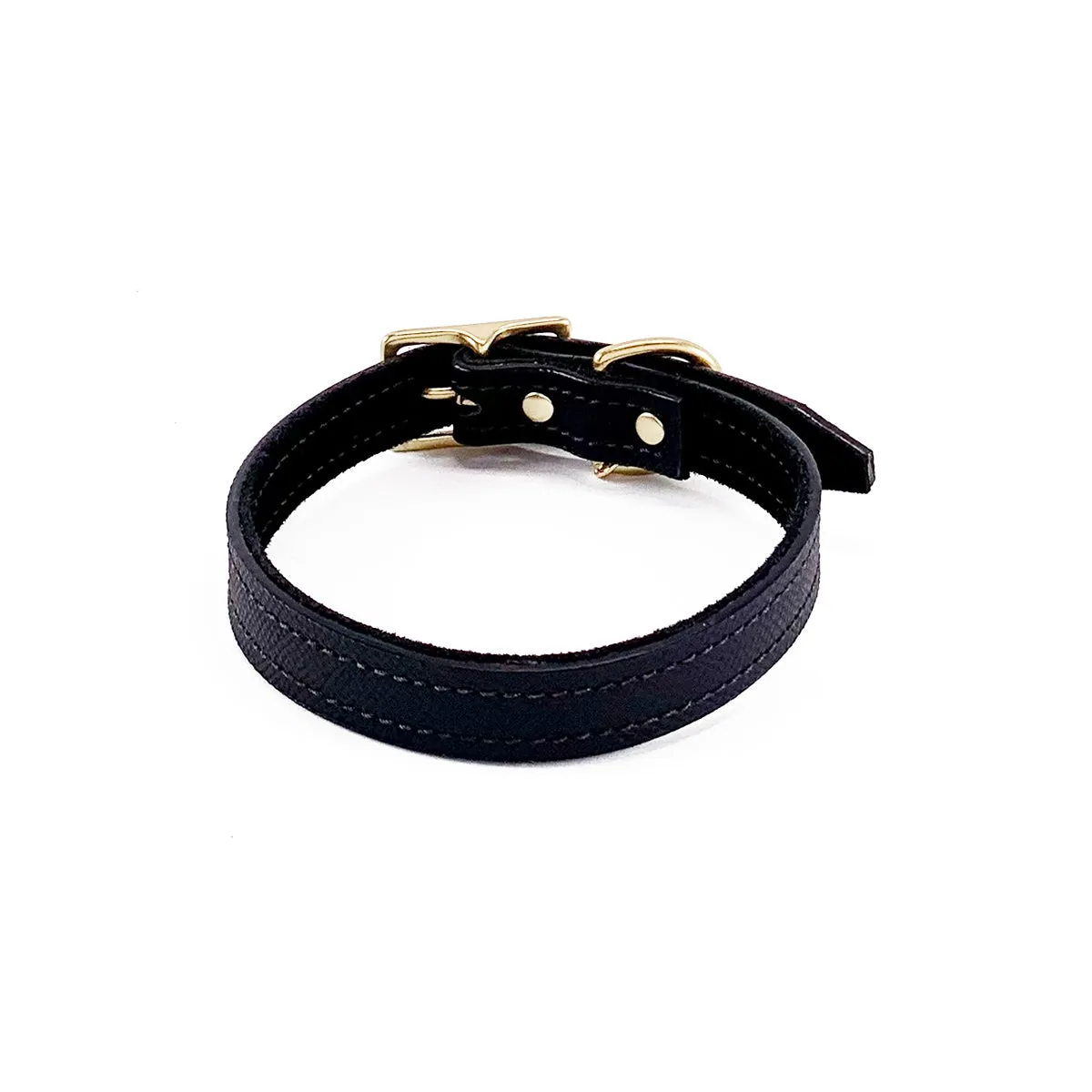 Lambert Classic Leather Dog Collar Onyx