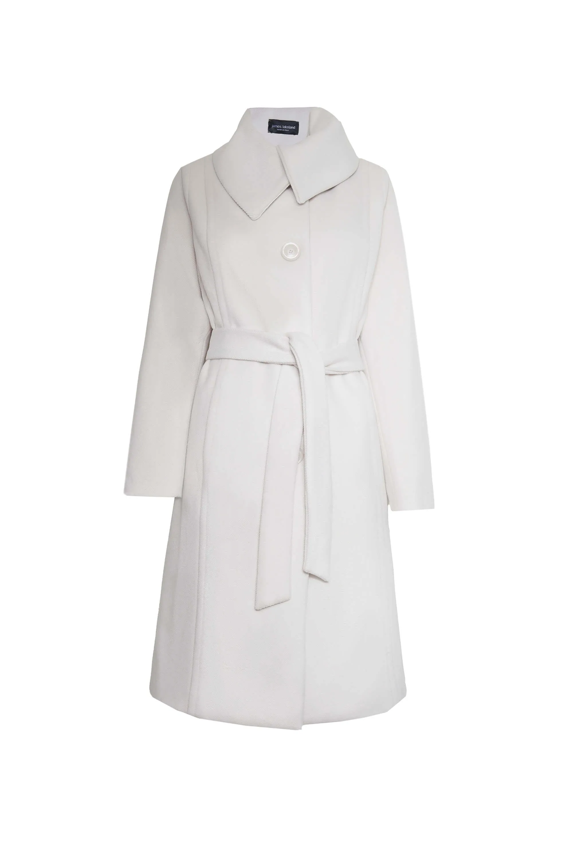 Large Collar Belted Coat Cream