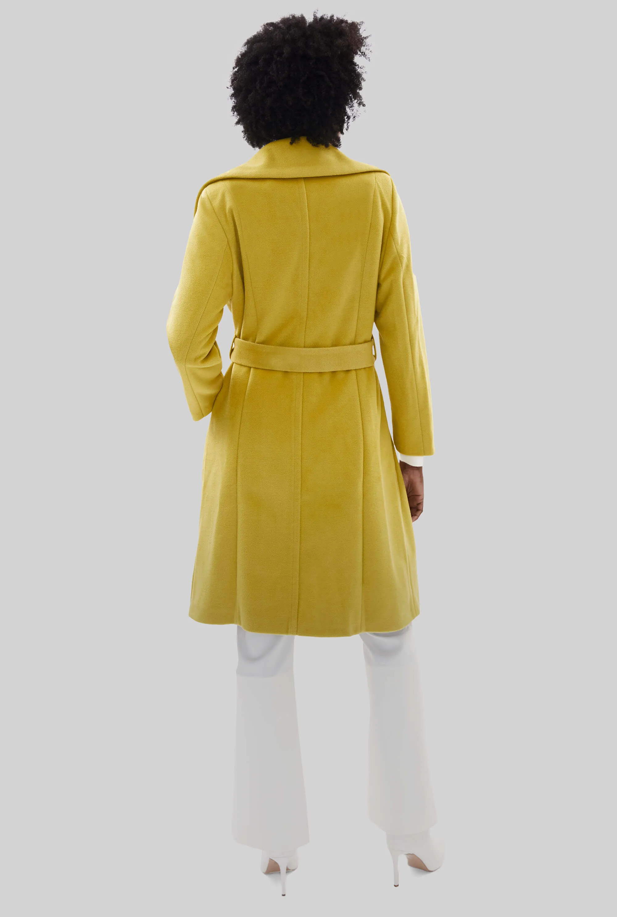 Large Collar Belted Coat Lime