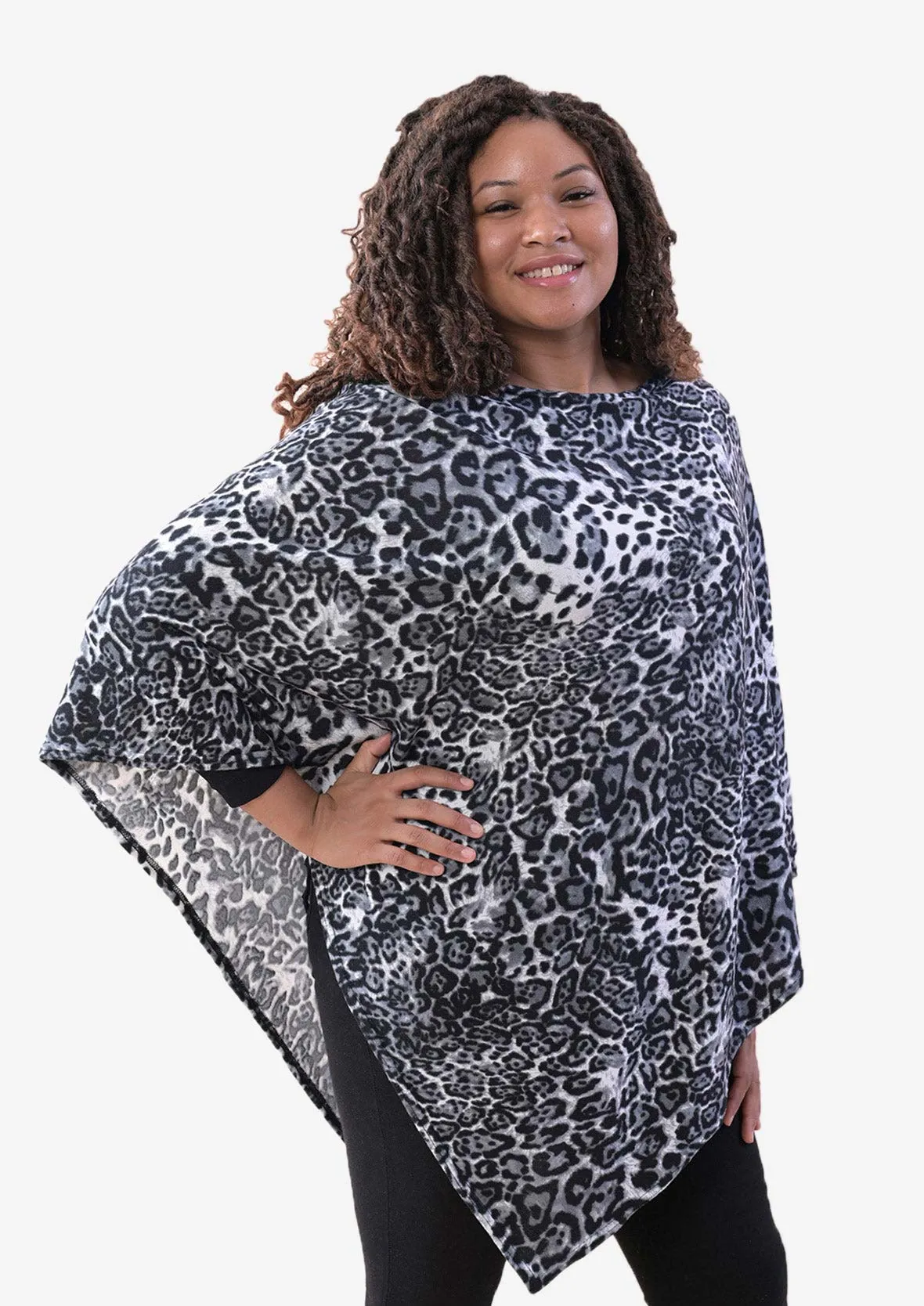 Leopard Printed Velvet Poncho