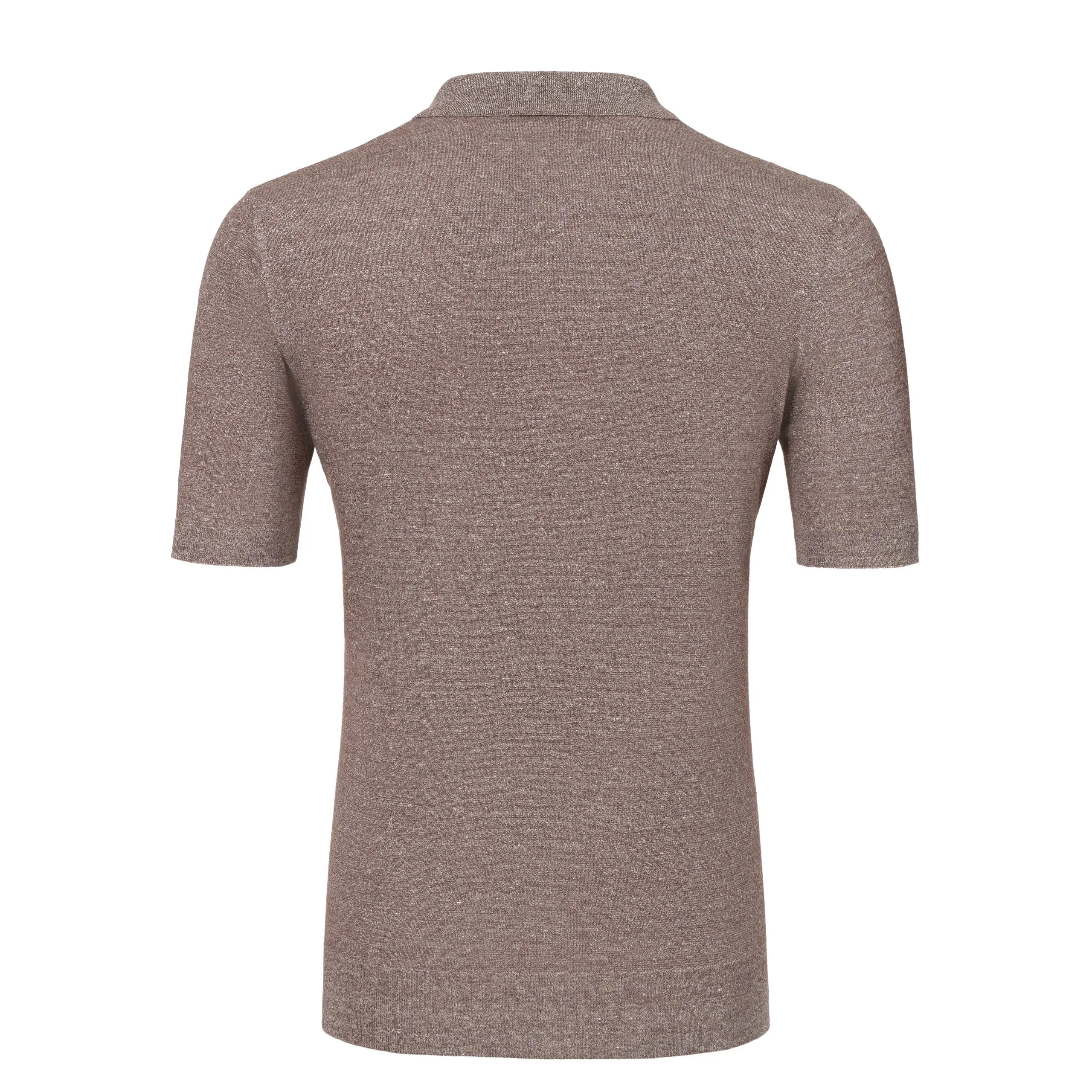 Linen-Blend Sweater Polo in Brown Melange