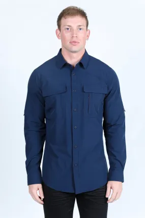 Men's Fishing Navy Long Sleeve Shirt