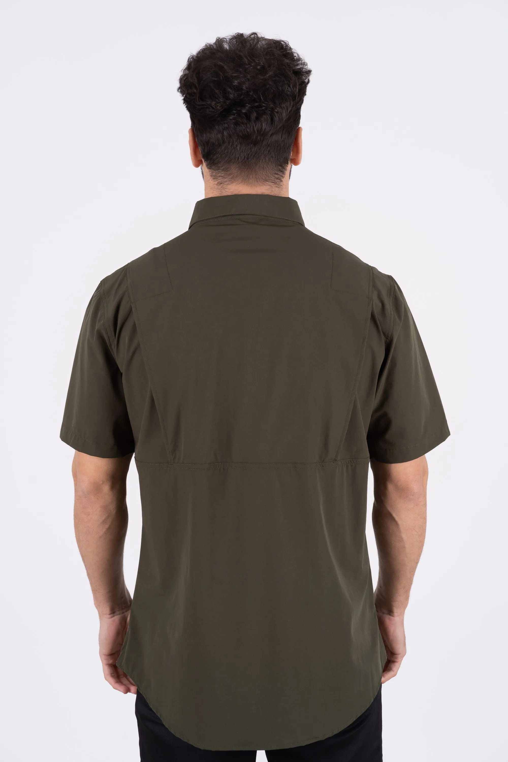 Men's Fishing Olive Short Sleeve Shirt