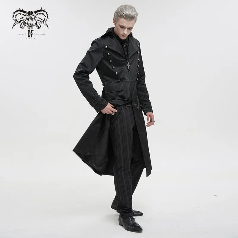 Men's Gothic Turn-down Collar Cross Zipper Coat