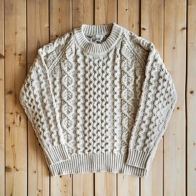 Men's Knitted Lattice Cable Aran Pullover Sweater - Thick England Style