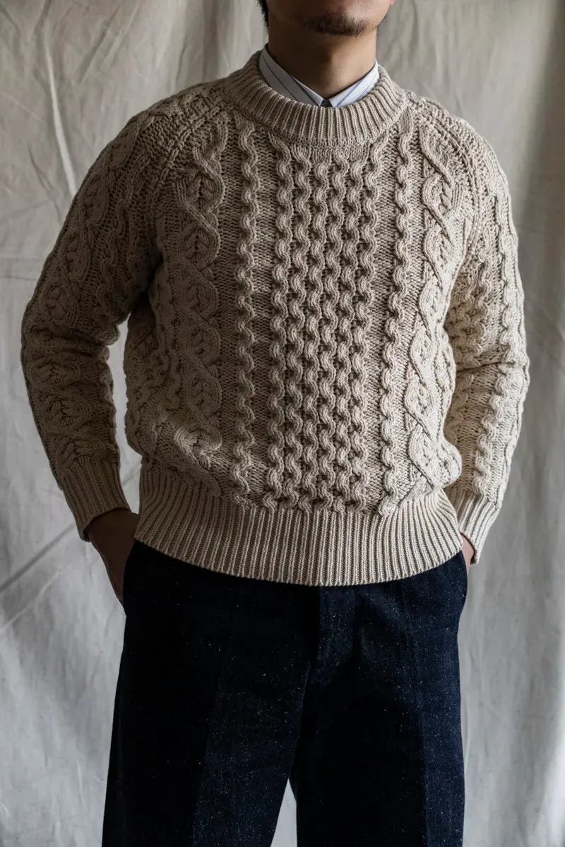 Men's Knitted Lattice Cable Aran Pullover Sweater - Thick England Style