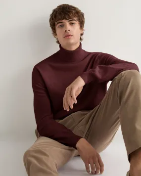 Men's Trafalgar Roll Neck Cashmere Jumper Claret Red