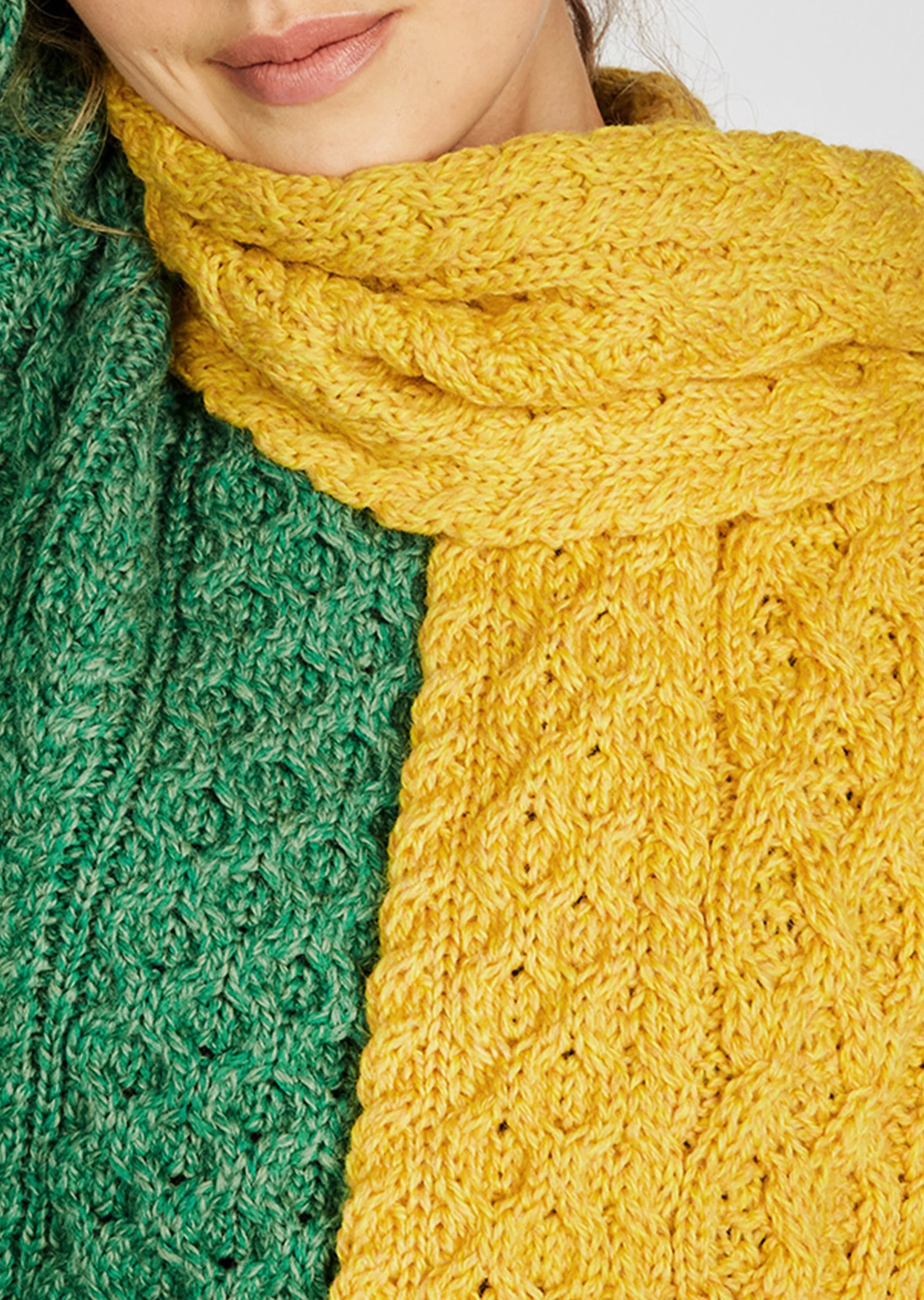 Merino Aran Scarf | Sunflower