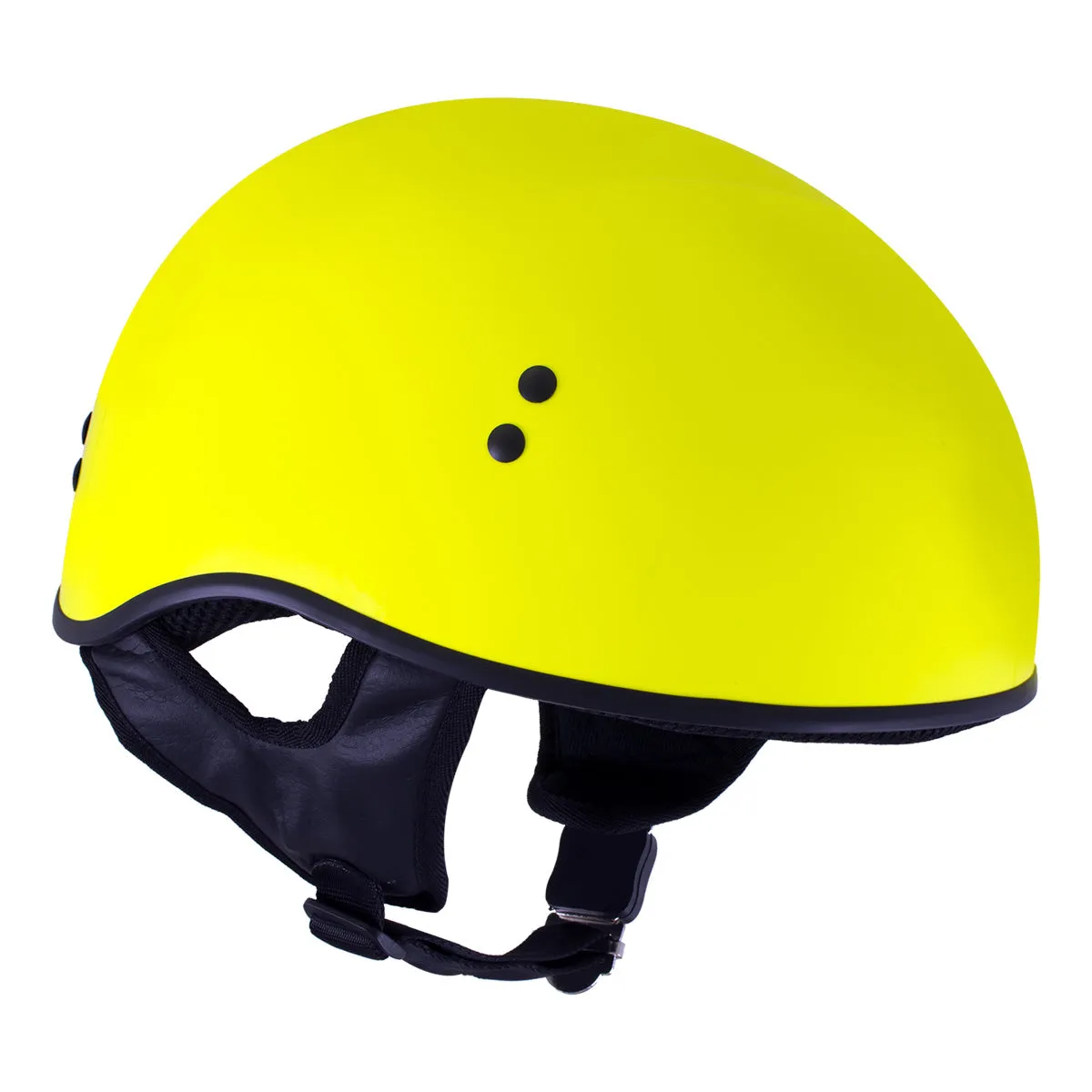 Milwaukee Helmets T68 'The O.G.' Hi-Vis Neon Yellow Motorcycle DOT Approved Skull Cap Half Helmet for Men and Women Biker