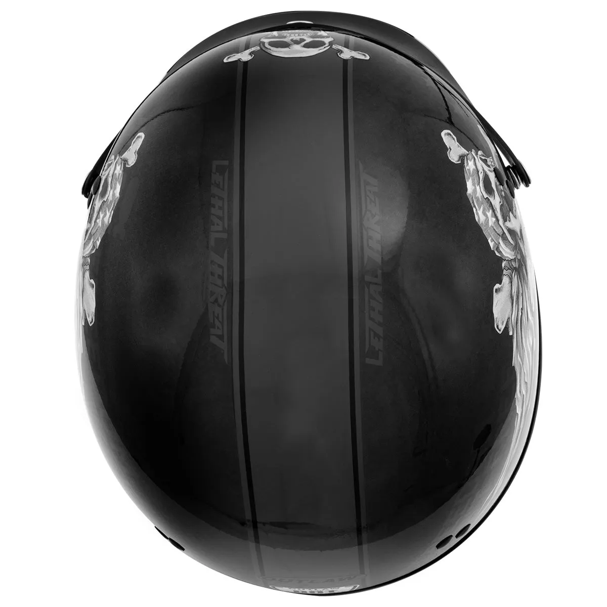 Milwaukee Helmets T70 'Freedom Skulls' Black Glossy Motorcycle DOT Approved Skull Cap Half Helmet for Men and Women Biker