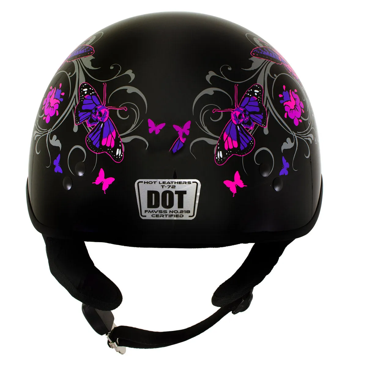 Milwaukee Helmets T72 Gloss Black Pink Butterflies Advanced DOT Helmet