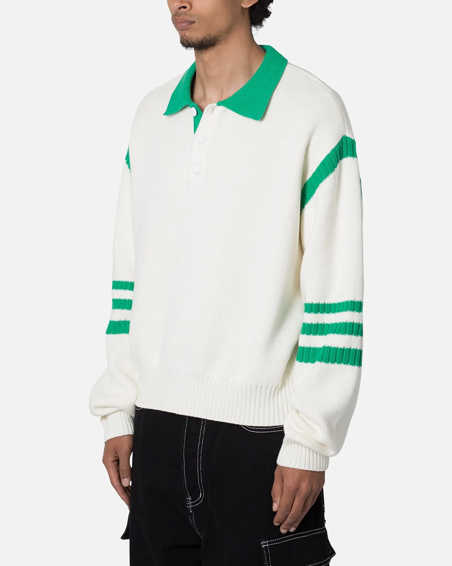 MNML Polo Knit Sweater Green/White