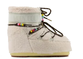 MOONBOOT ICON LOW FAUX FUR BEADS CREAM