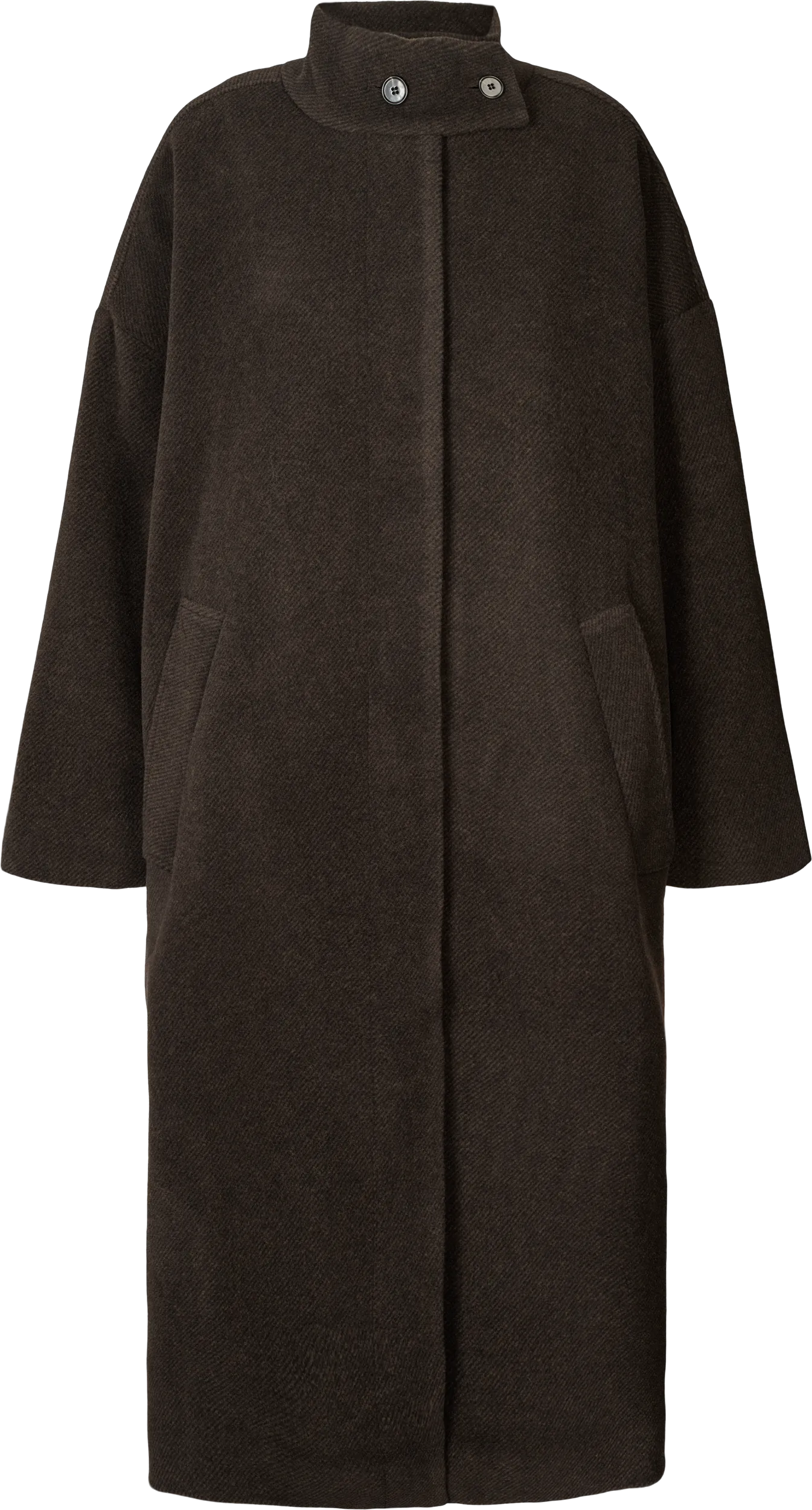 Nellie Wool Coat - Mulch/ Ecru Herringbone