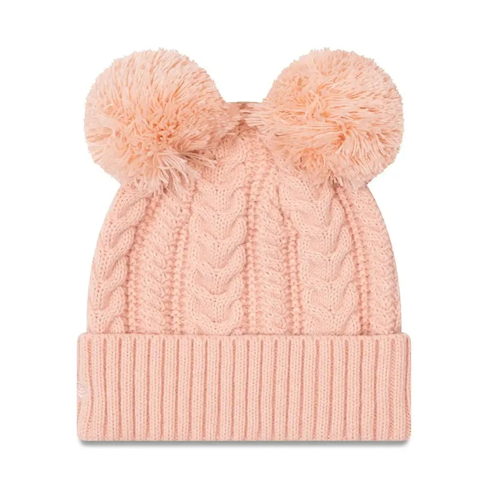 New York Yankees Double Pom Womens Pink Bobble Beanie Hat