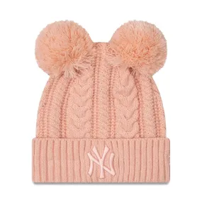 New York Yankees Double Pom Womens Pink Bobble Beanie Hat