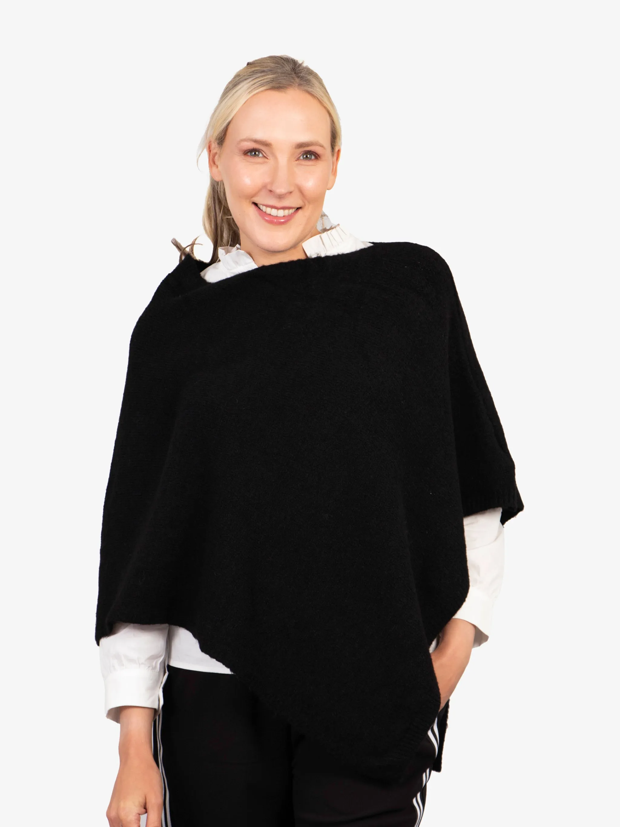 Nina Knitted Poncho - Black