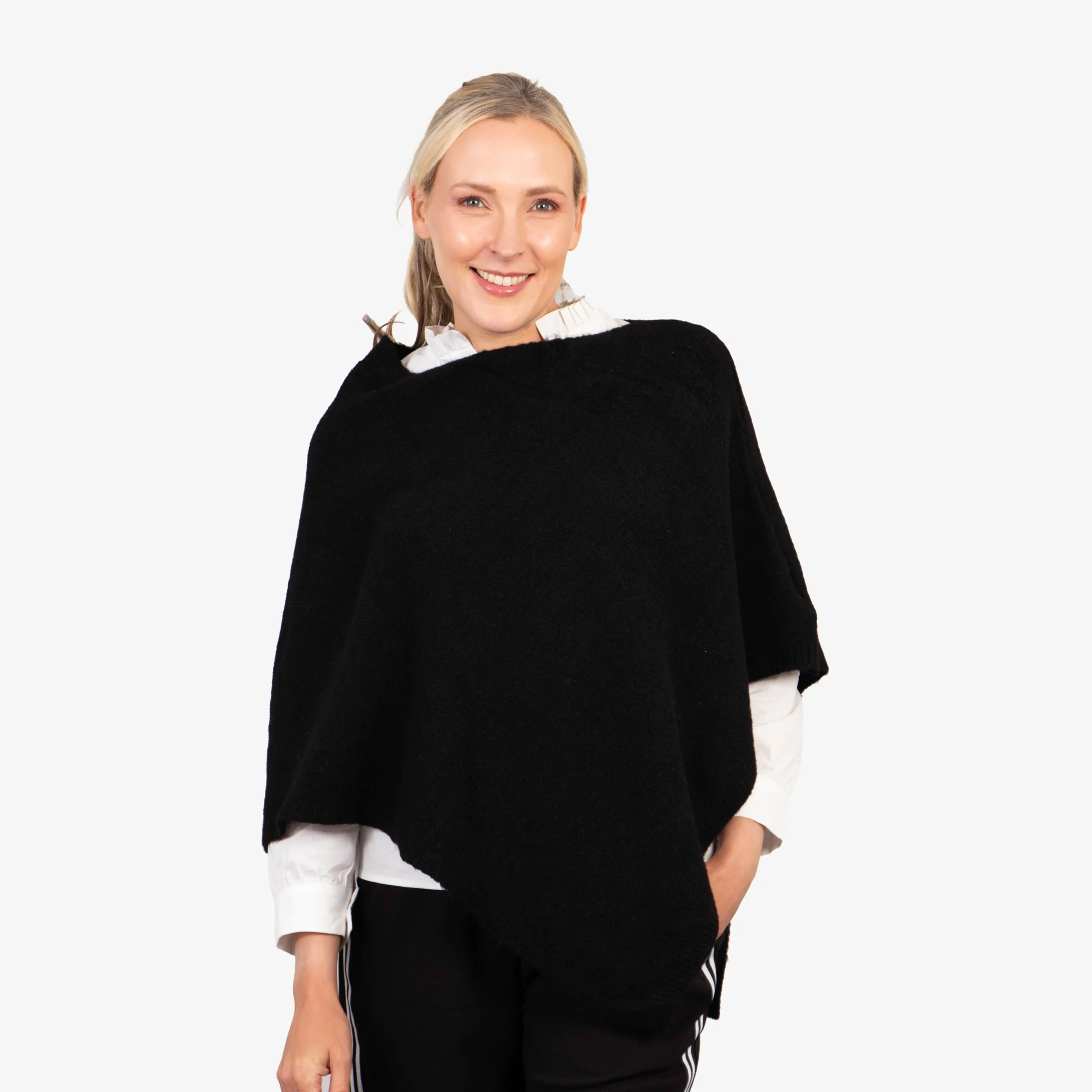 Nina Knitted Poncho - Black