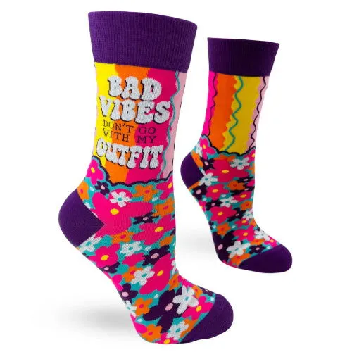 Novelty: Bad Vibes Don't Go With My Outfit - Crew Socks