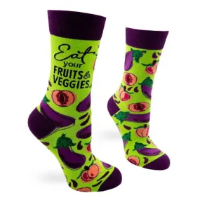 Novelty: Eat Your Fruits & Veggies - Crew Socks