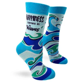 Novelty: Happiness Comes in Waves - Crew Socks