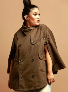 ON BEAT OLIVE PONCHO