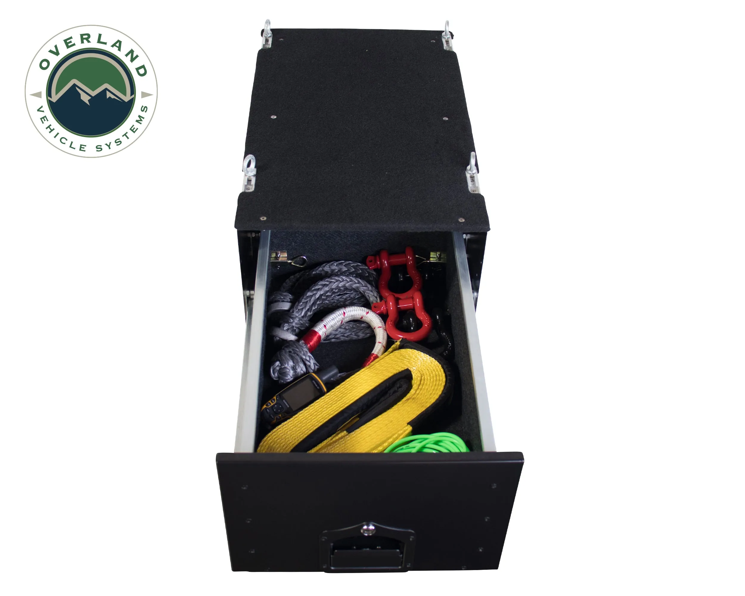 Overland Vehicle Systems Cargo Box With Slide Out Drawer Size - Black Powder Coat Universal