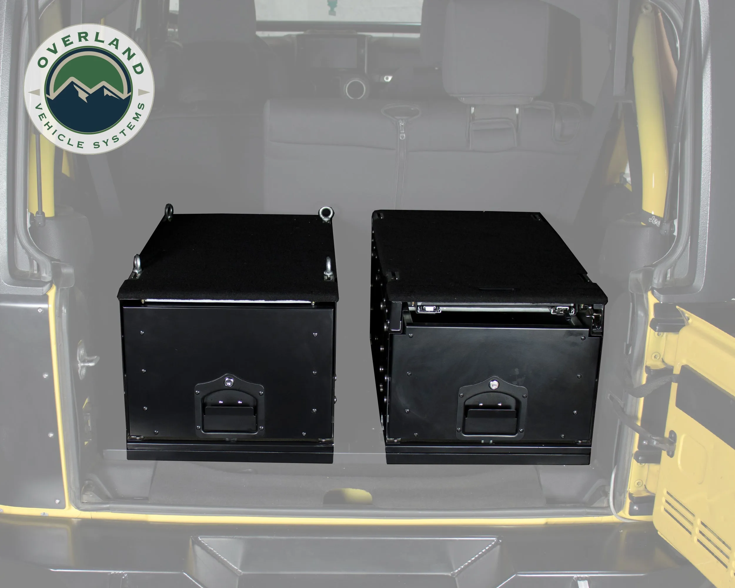 Overland Vehicle Systems Cargo Box With Slide Out Drawer Size - Black Powder Coat Universal