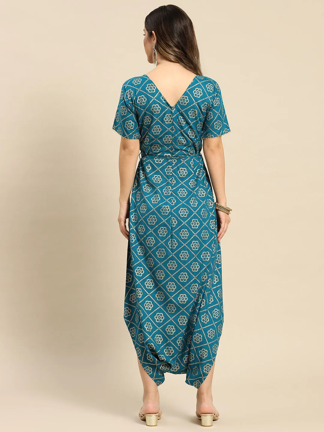 Overlap neck dhoti jumpsuit