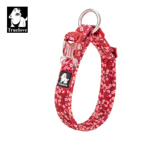 Padded Floral Dog Collar, Red, S, Durable Buckle