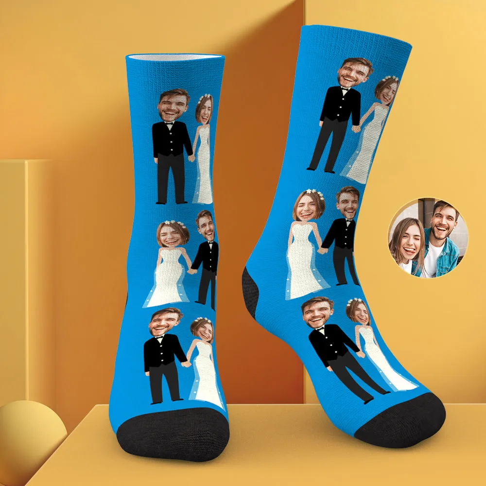 Personalized Custom Wedding Bride and Groom Socks Funny Couple Socks