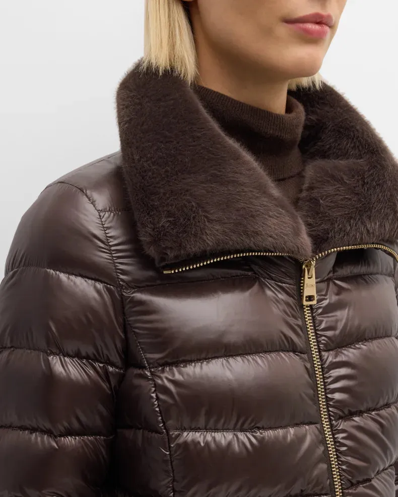 PI0650DICM05 Faux fur ultralight puffer jacket