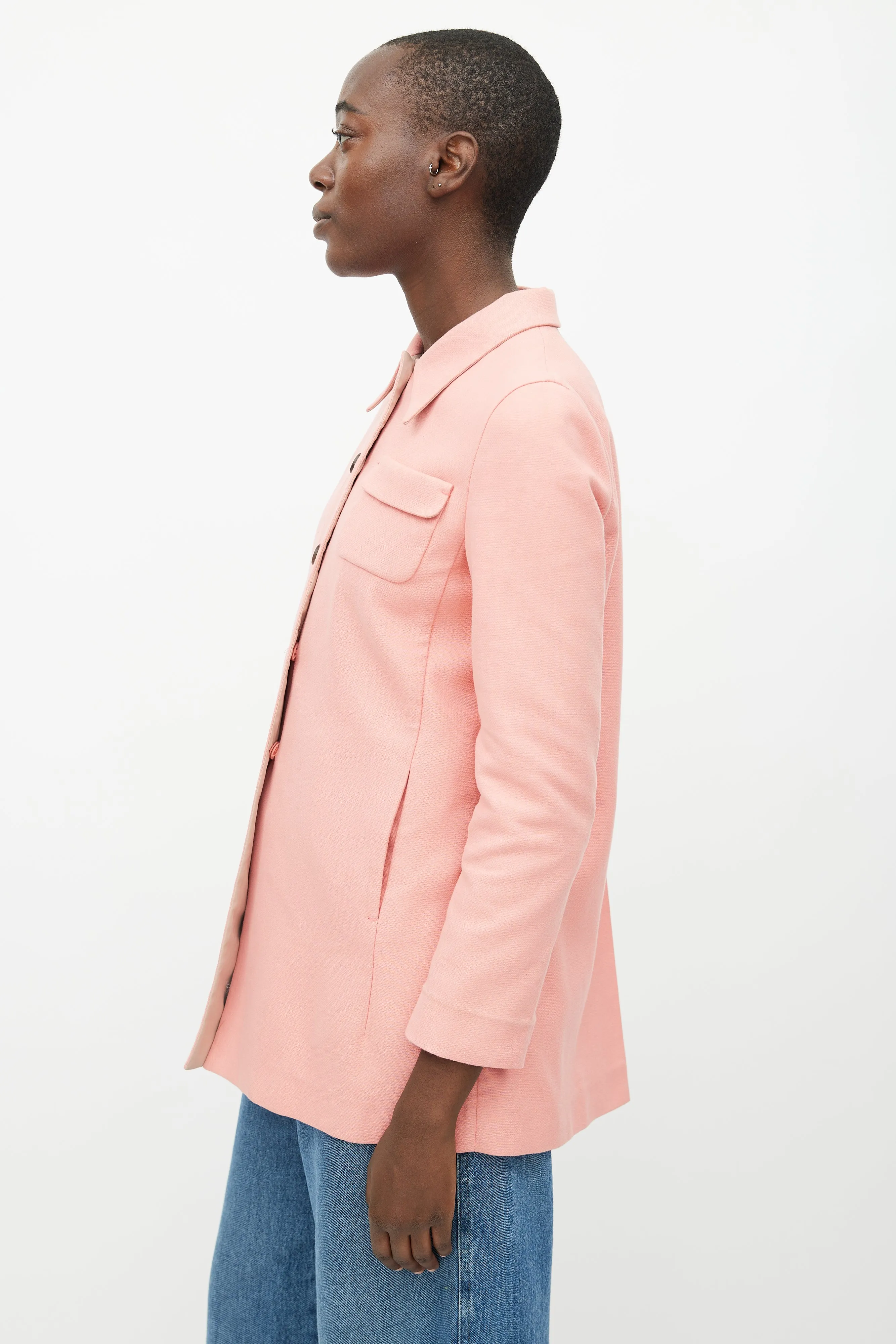 Pink Button Down Shirt Jacket