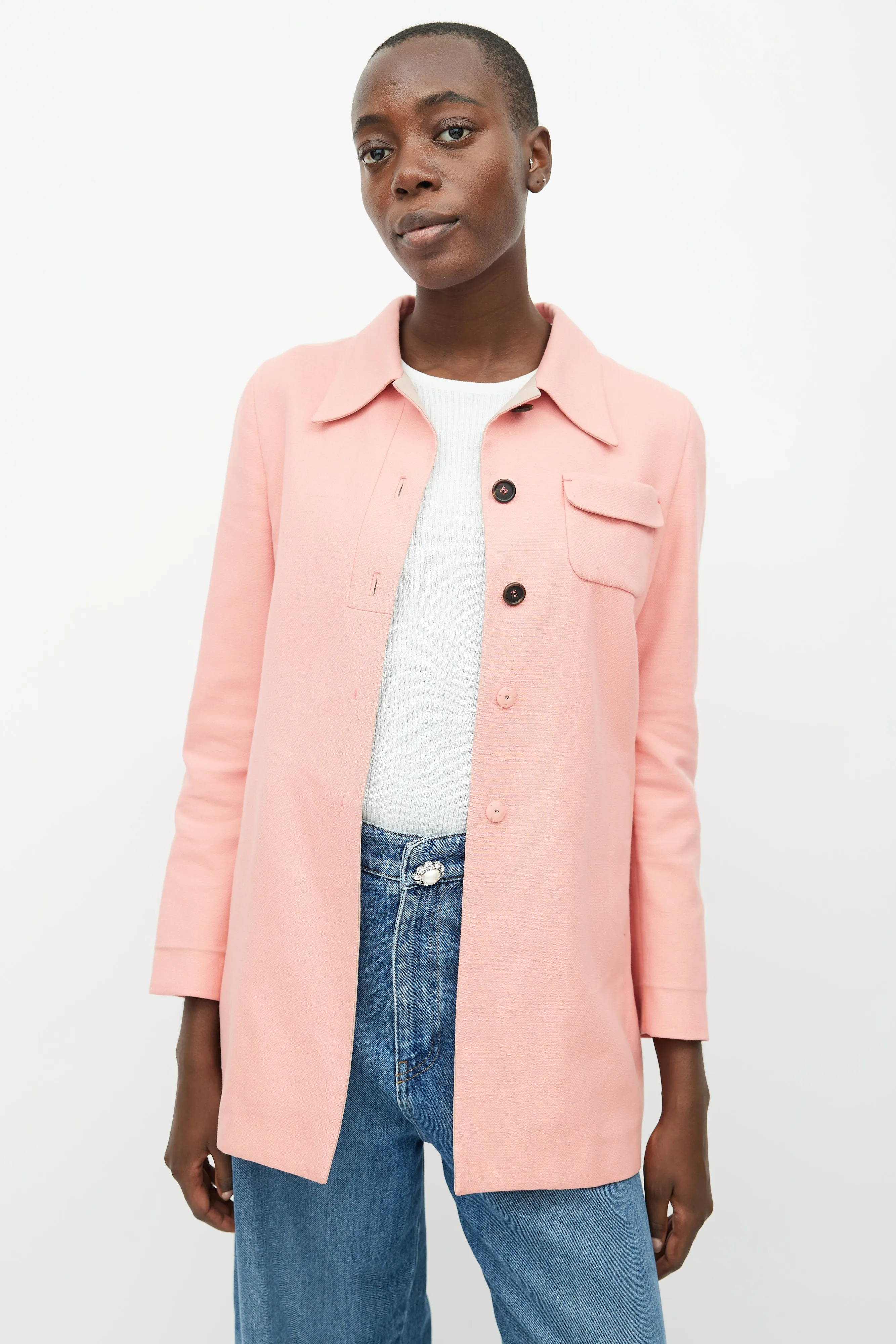 Pink Button Down Shirt Jacket