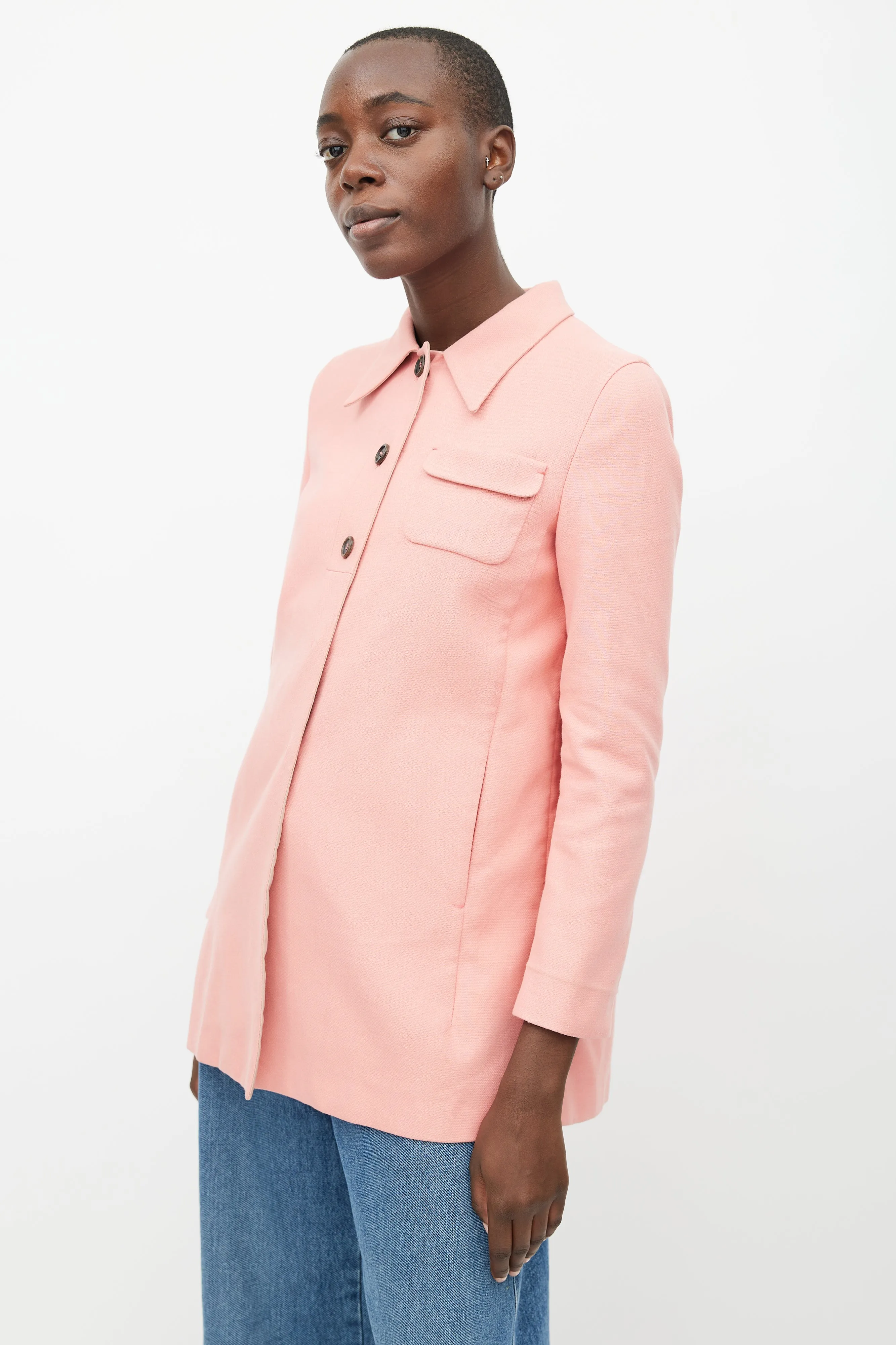 Pink Button Down Shirt Jacket