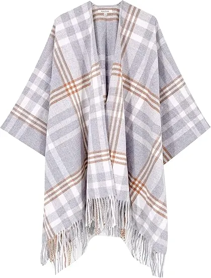 Pink Riverts Winter Chic Plaid Poncho Cardigan