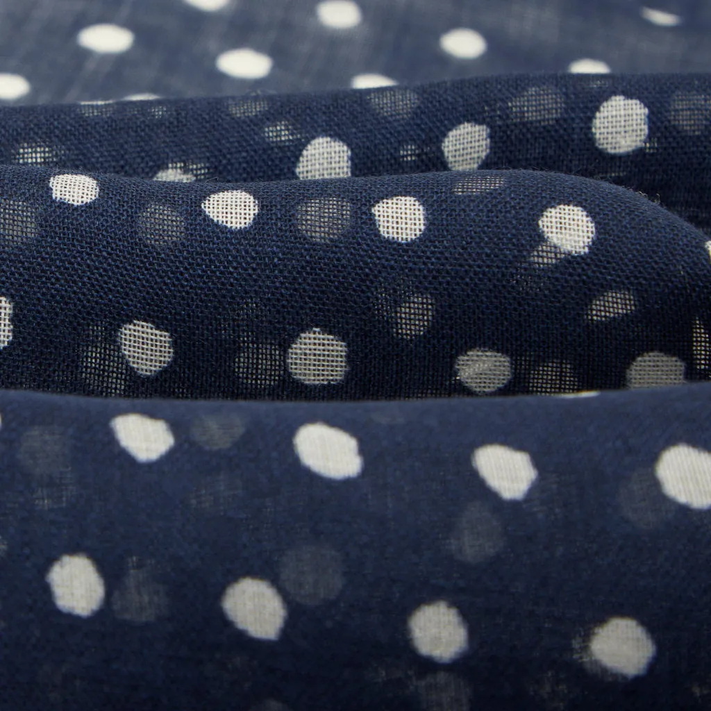 Polka Dot Wool Scarf; Navy