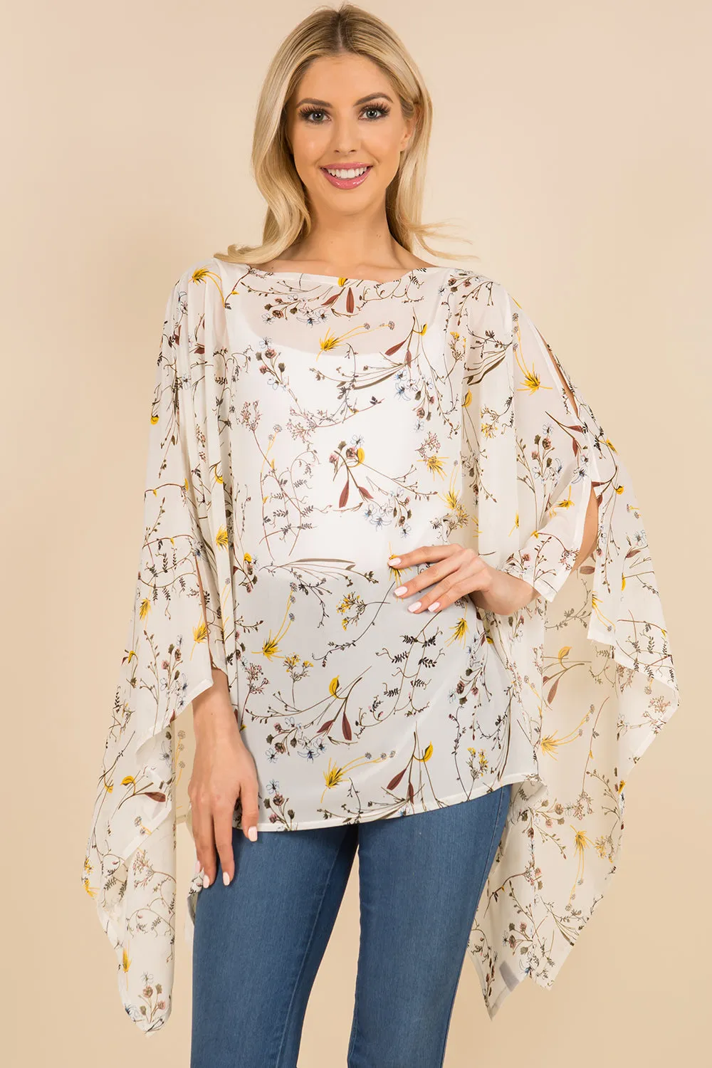 PP-3118 garden floral poncho