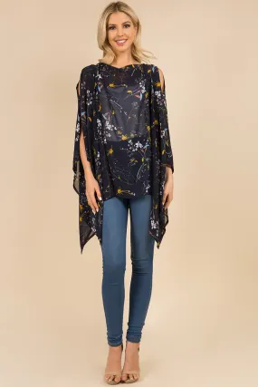 PP-3118 garden floral poncho