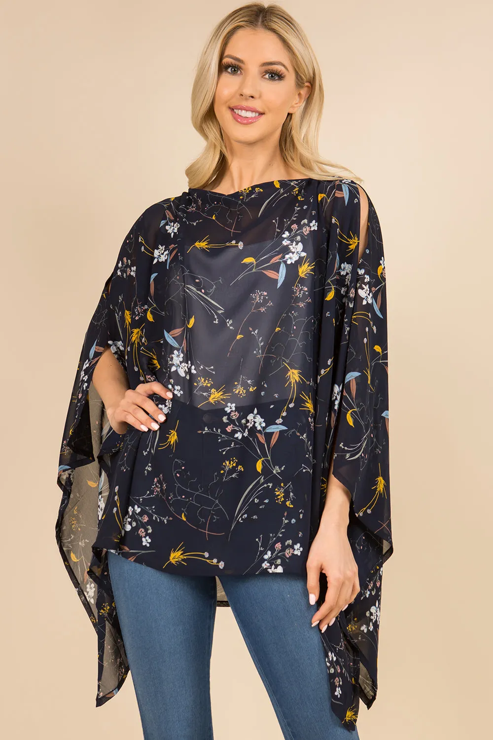 PP-3118 garden floral poncho