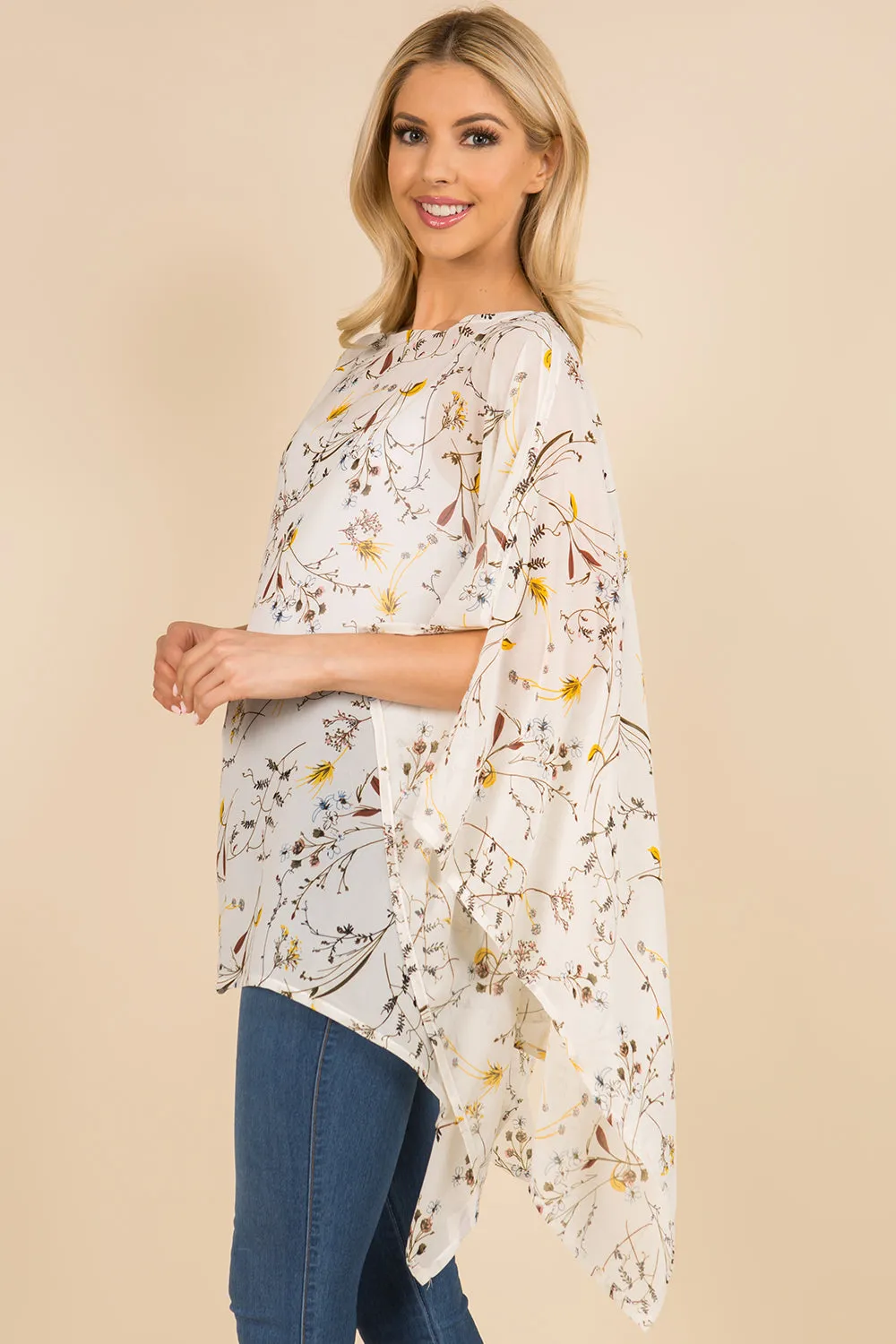 PP-3118 garden floral poncho