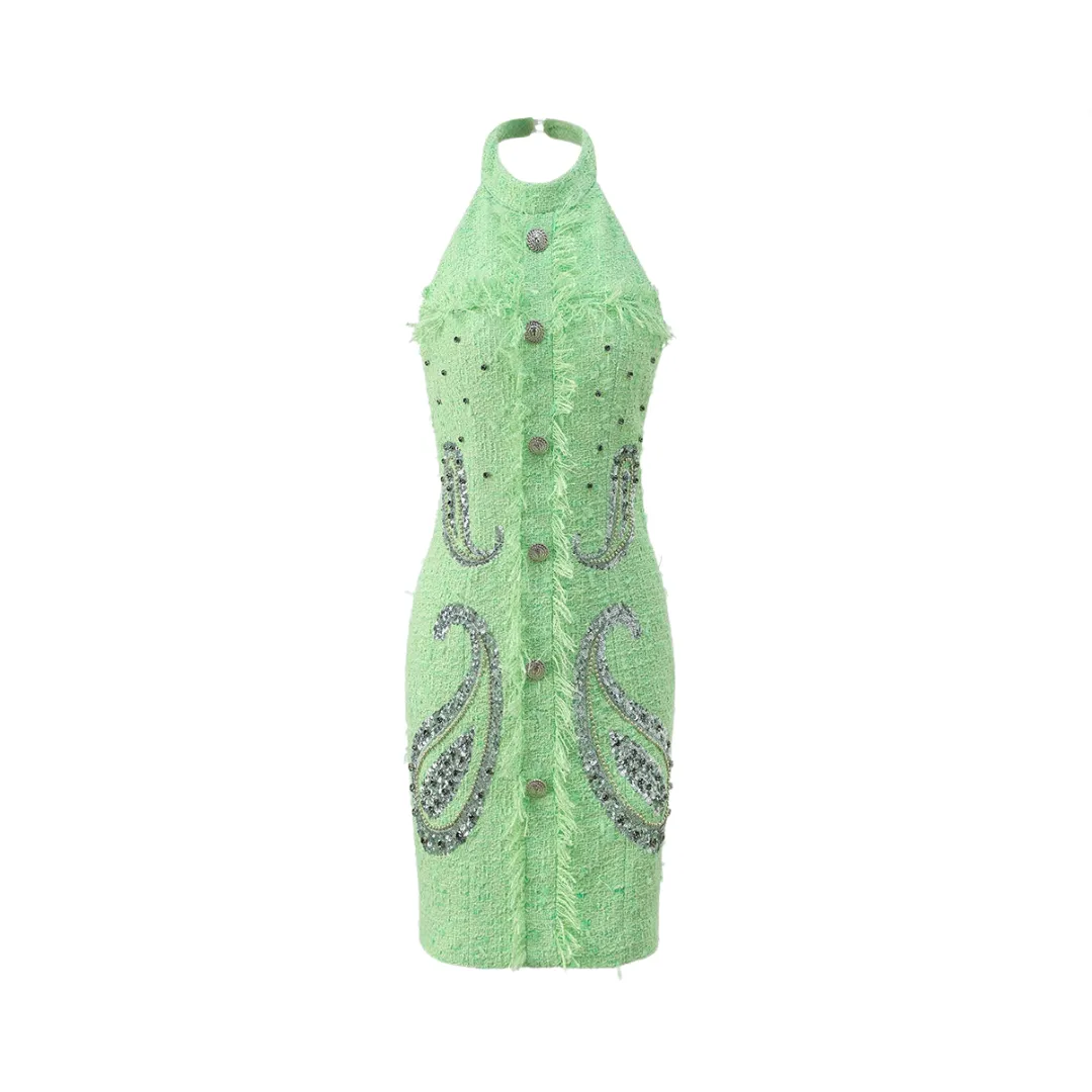 Pre Order:  Halter Neck Backless Sequined Dress